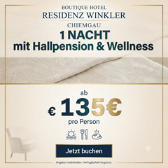 Boutique Hotel Residenz Winkler (Chiemgau): 1 Nacht mit Halbpension & Wellness ab 135€ pro Person