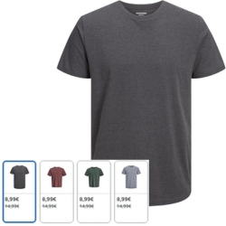 JACK & JONES Male T-Shirt Einfarbig T-Shirt für 8,99€ (Vergleich: 14,99€)
