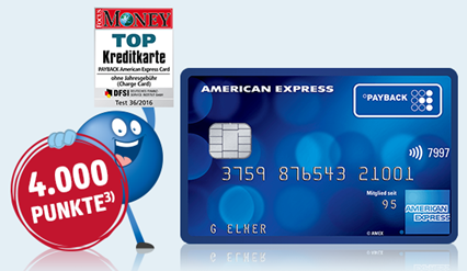 American Express Payback Kreditkarte dauerhaft kostenlos mit bis zu 4.000 Punkten (=40€) Startguthaben + Paypack Punkte sammeln mit jedem Einkauf (egal wo) + kein Punkteverfall